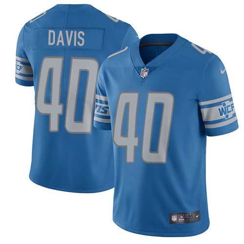2019 Men Detroit Lions #40 Davis Blue Nike Vapor Untouchable Limited NFL Jersey style 2->detroit lions->NFL Jersey
